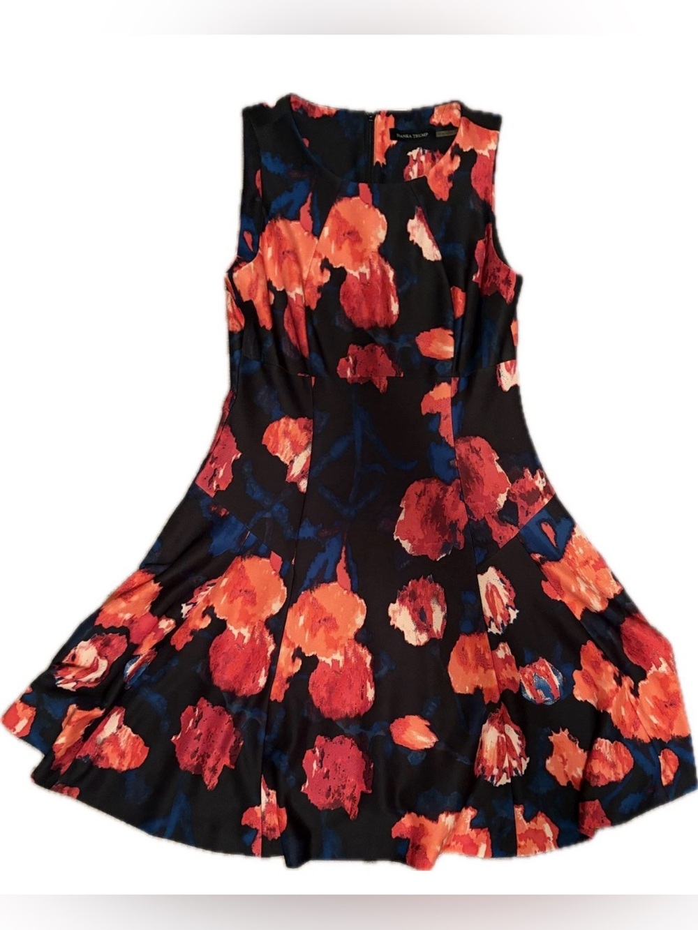 Ivanka Trump Black Dress with Orange and Blue Floral Print